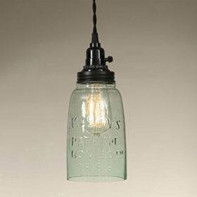 Half Gallon Open Bottom Mason Jar Pendant Lamp - Recycled Glass
